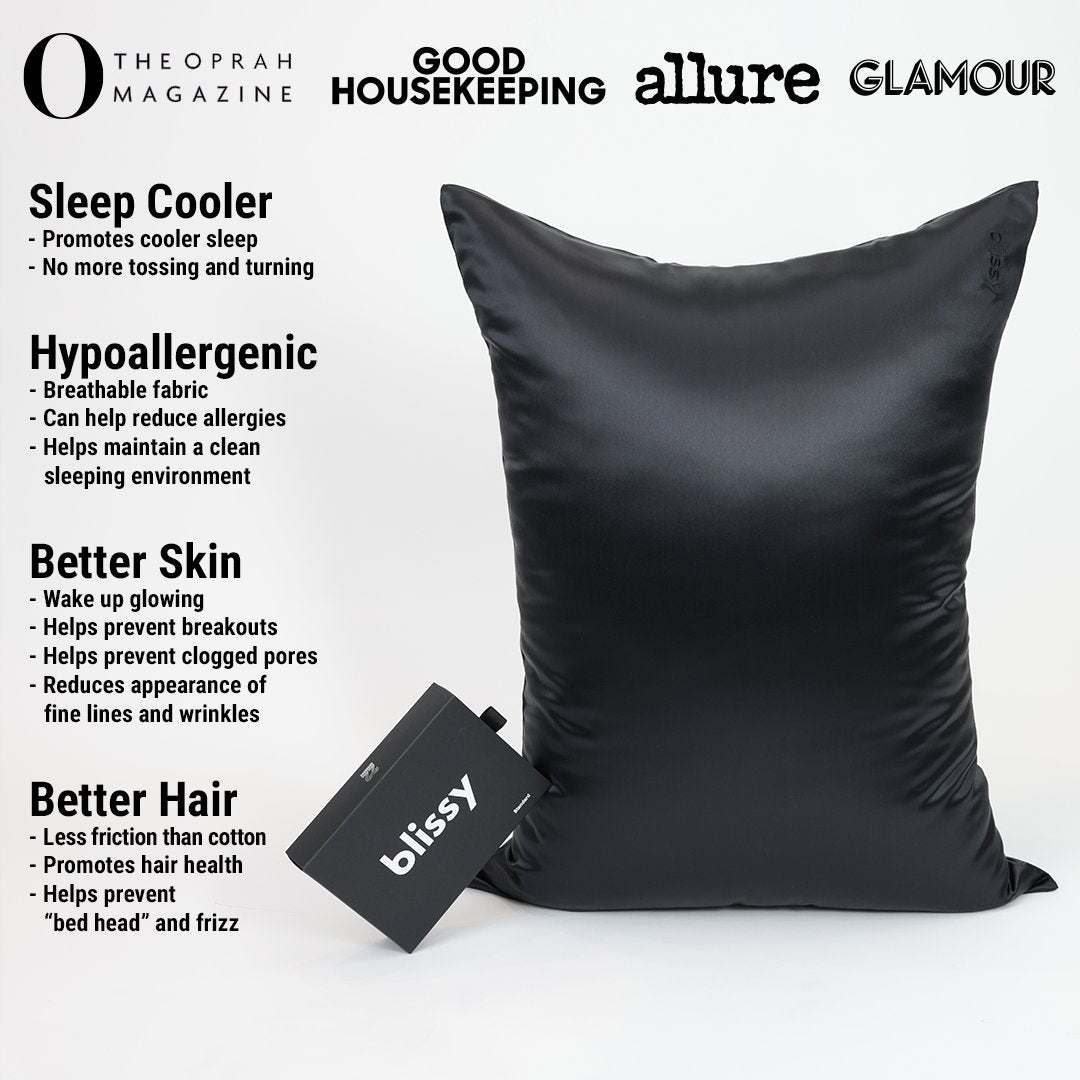 Black Mulberry Silk Pillowcase – Blissy Queen