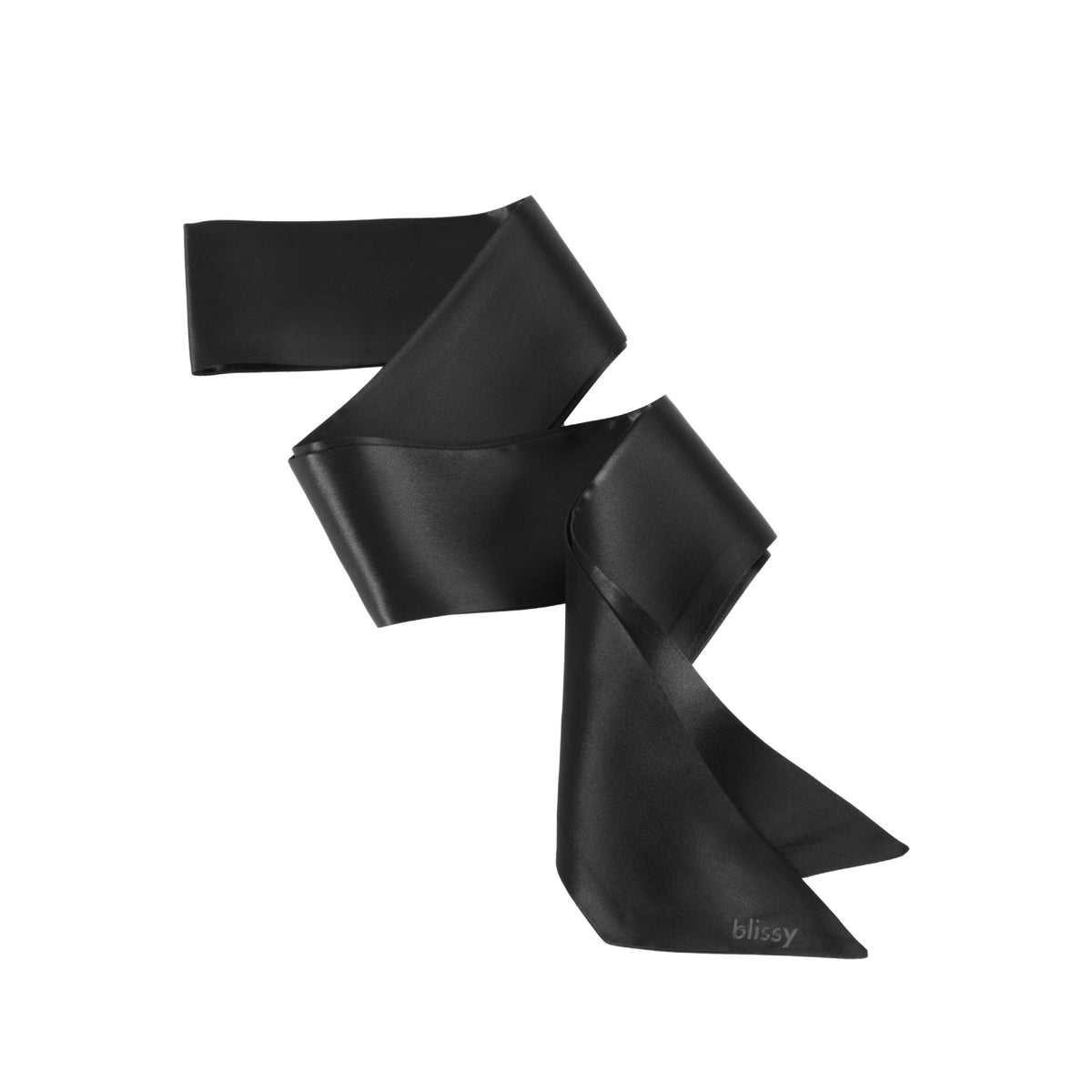 Black Blissy Hair Ribbon Close-Up – Blissy 22 Momme Silk