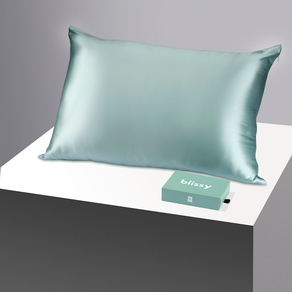 Blissy Standard Mint Pillowcase – 22 Momme Mulberry Silk, 100% Silk