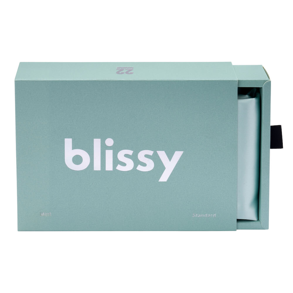 Blissy Mint Silk Pillowcase Detail – Queen
