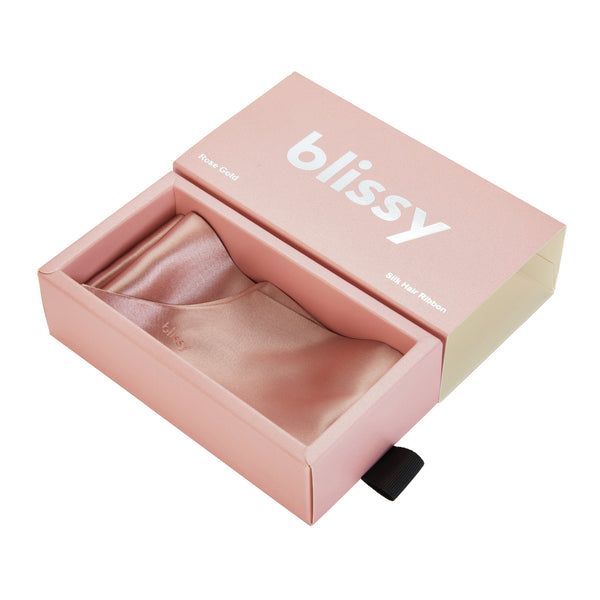 Blissy Rose Gold Blissy Hair Ribbon – 22 Momme Mulberry Silk, 100% Silk