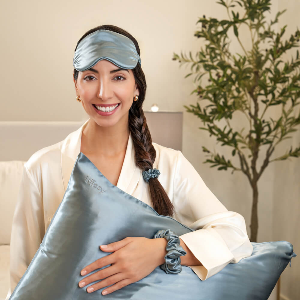 Ash Blue Mulberry Silk Blissy Dream Set – Blissy Standard