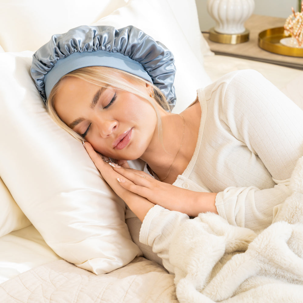 Ash Blue Blissy Halo Bonnet – Blissy Premium Silk