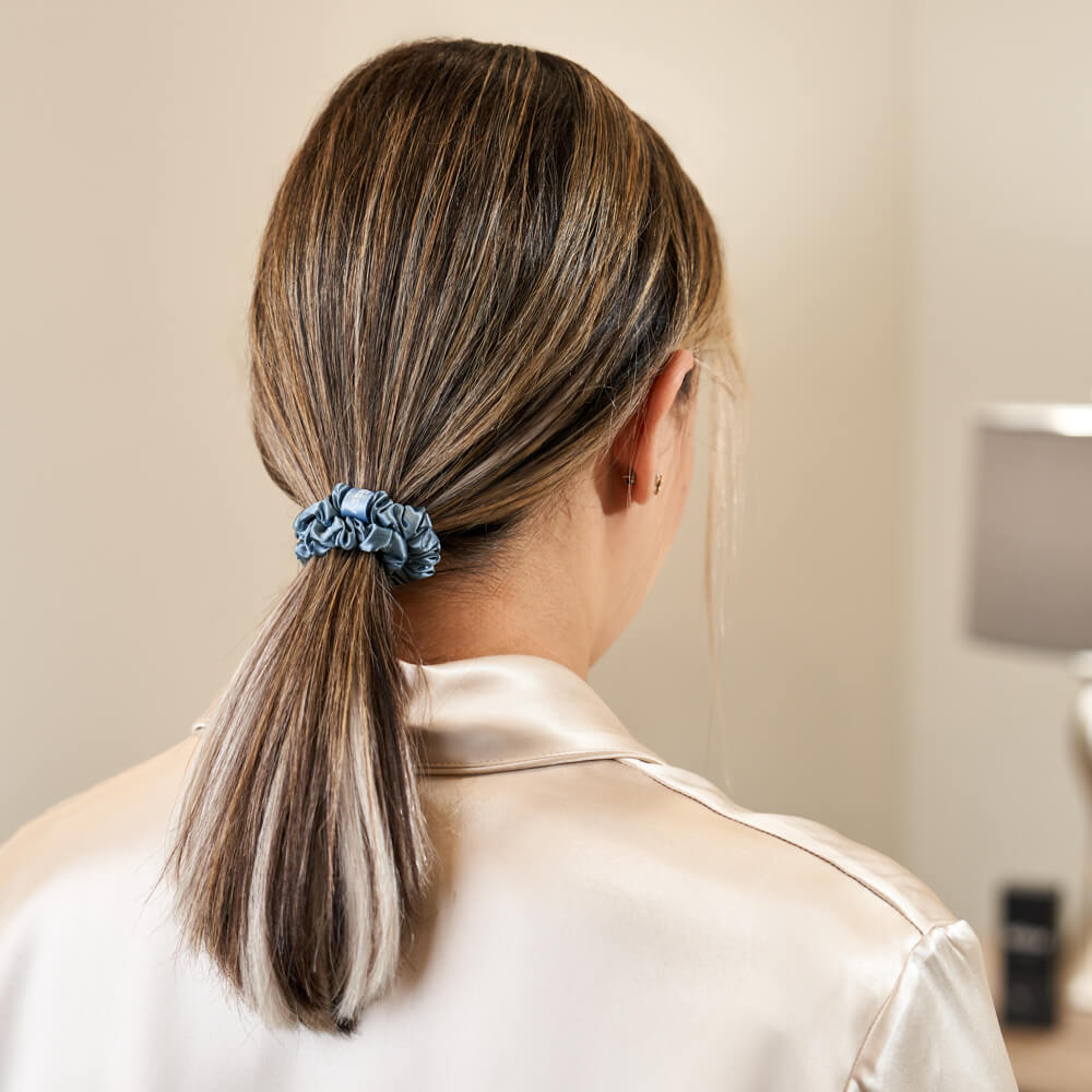 Ash Blue Mulberry Silk Blissy Skinny Scrunchies – Blissy