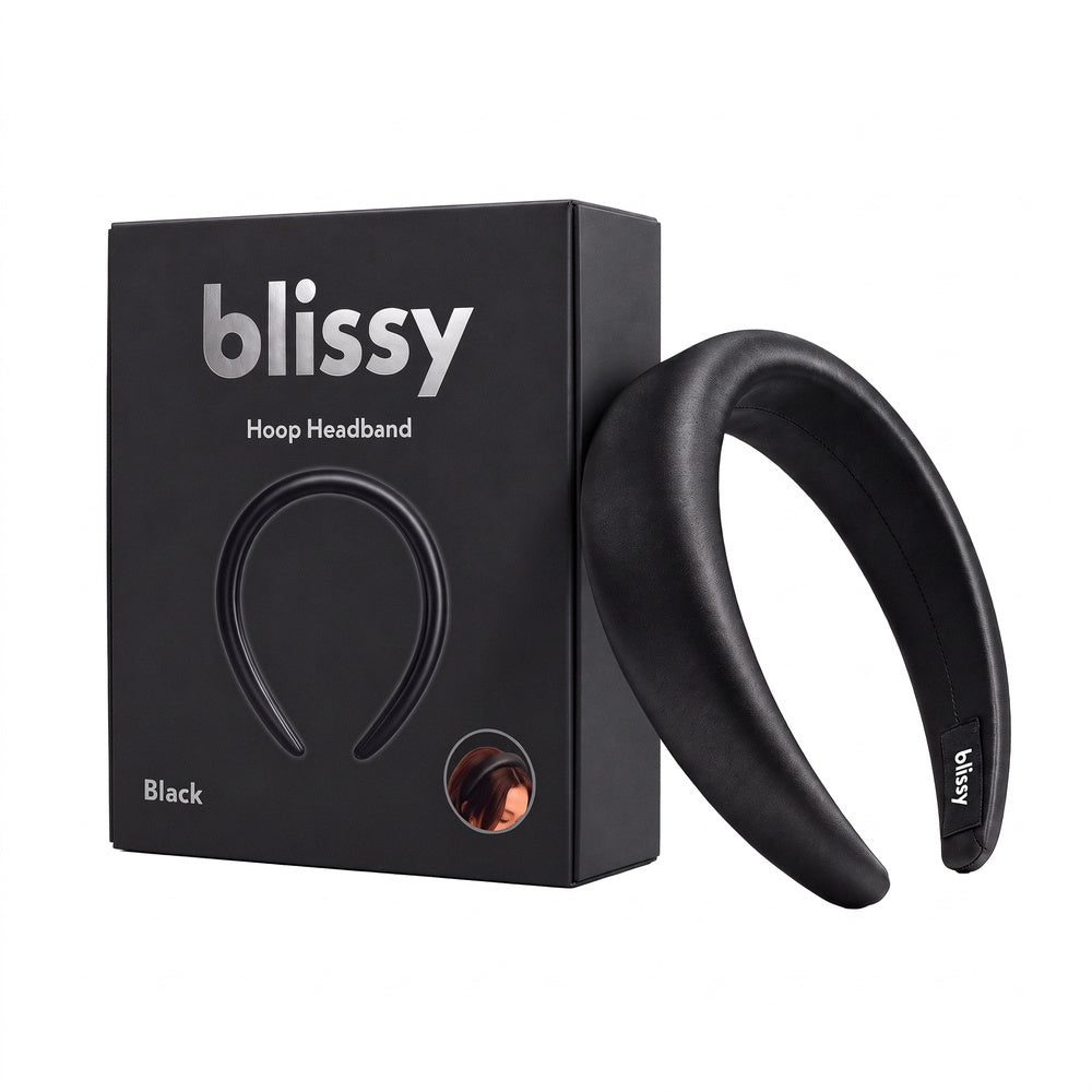 Blissy Black Hoop Headband – 22 Momme Mulberry Silk, 100% Silk