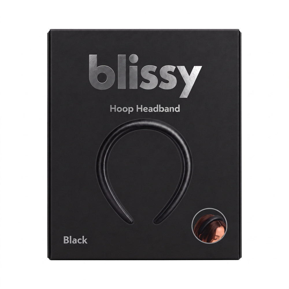 Blissy Black Hoop Headband – 22 Momme Mulberry Silk, 100% Silk