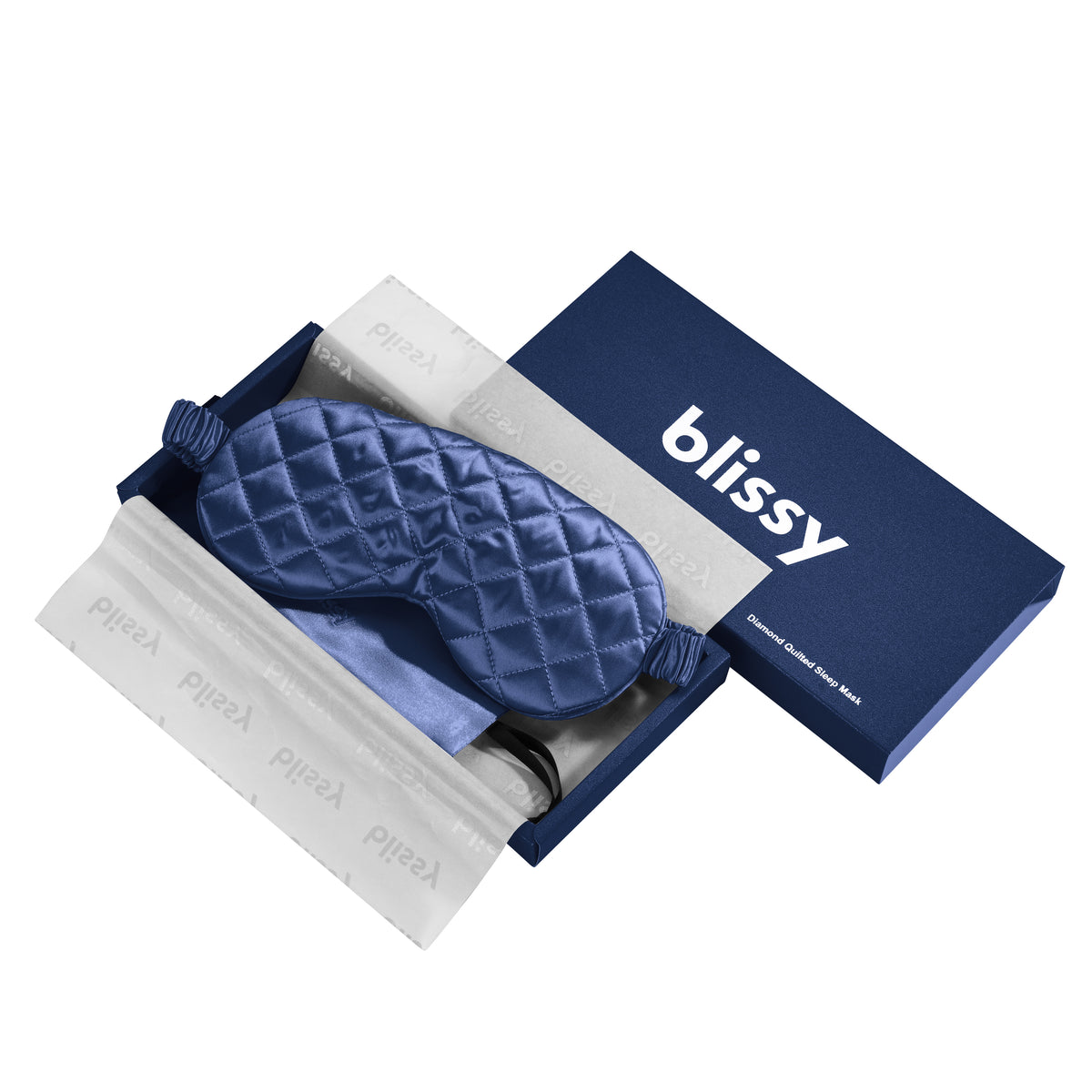 Blissy Blue Silk Sleep Mask Detail –