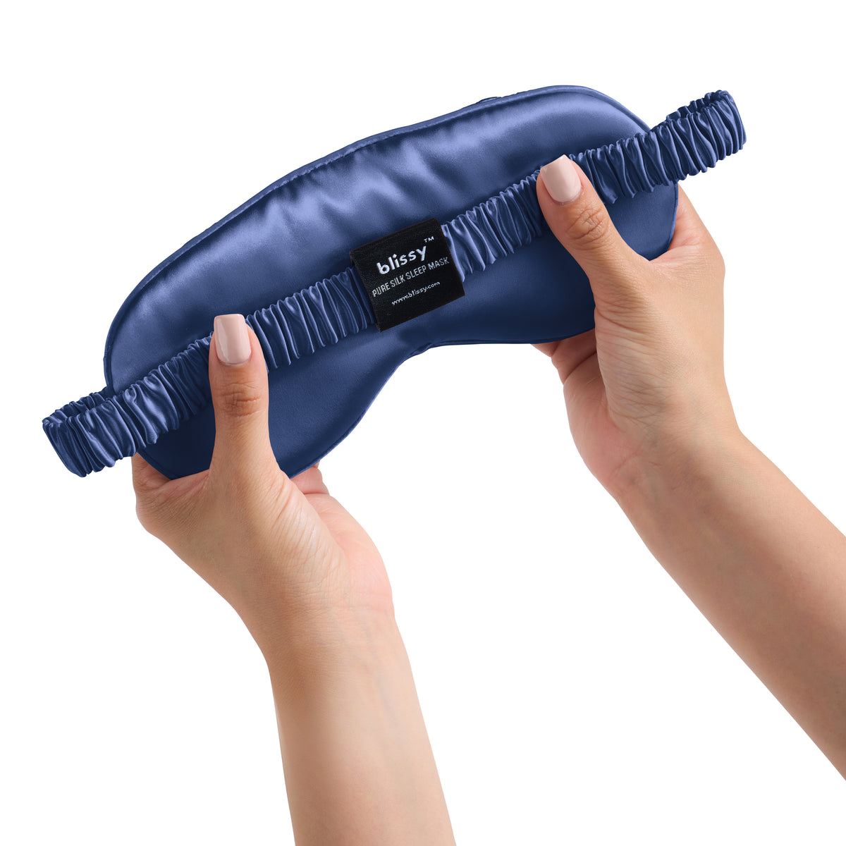 Blissy Blue Silk Sleep Mask Detail –