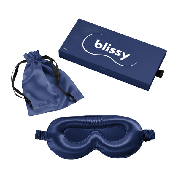 Blissy Blue Sleep Mask – 22 Momme Mulberry Silk, 100% Silk