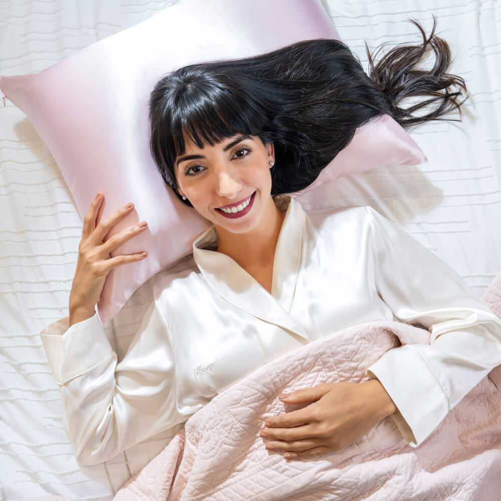 Queen Blush Pillowcase – Blissy Premium Silk