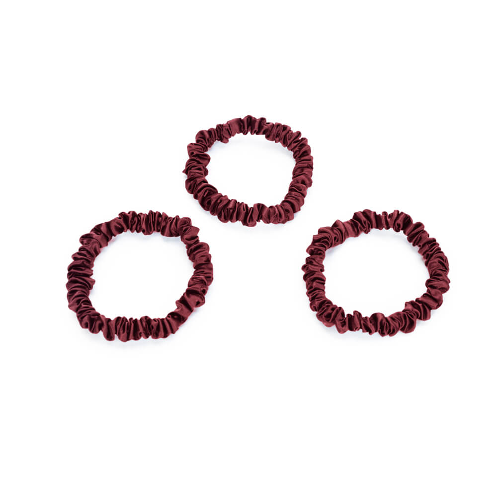 Blissy Burgundy Silk Blissy Skinny Scrunchies Detail –