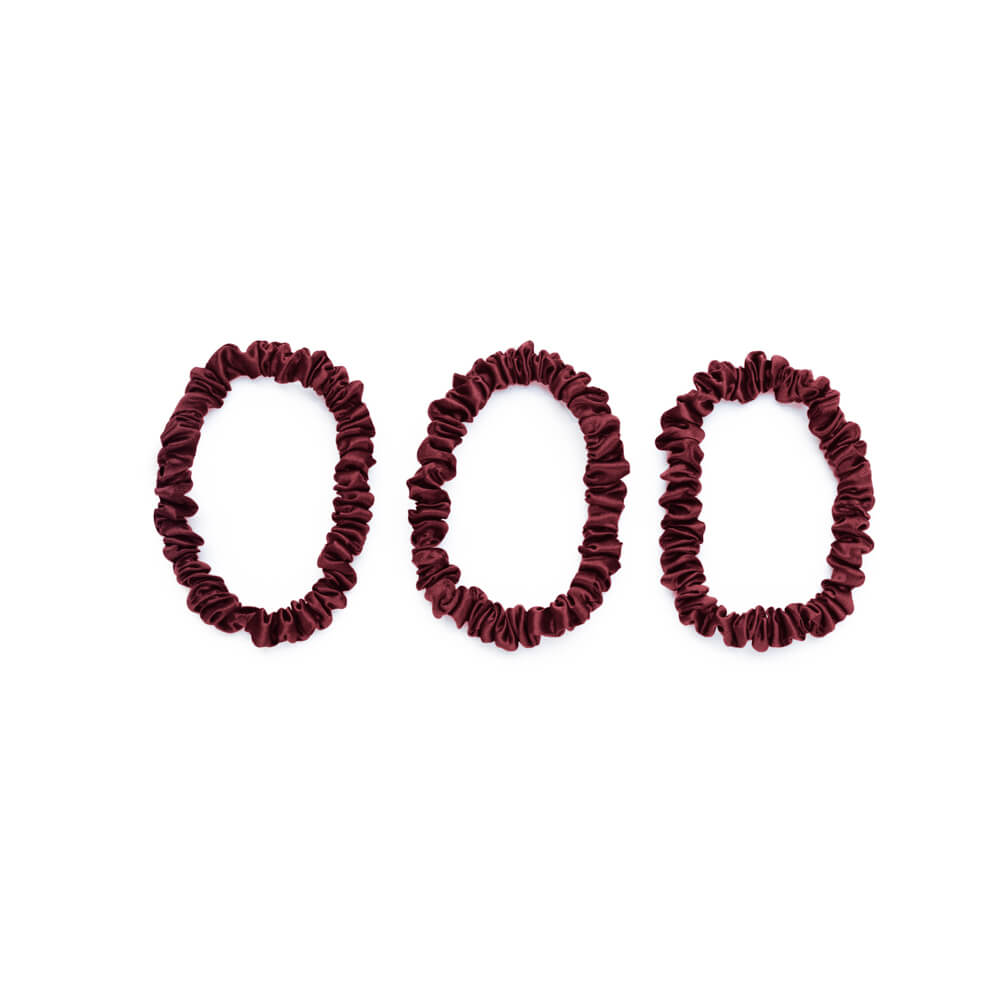 Blissy Mulberry Silk Blissy Skinny Scrunchies – Burgundy