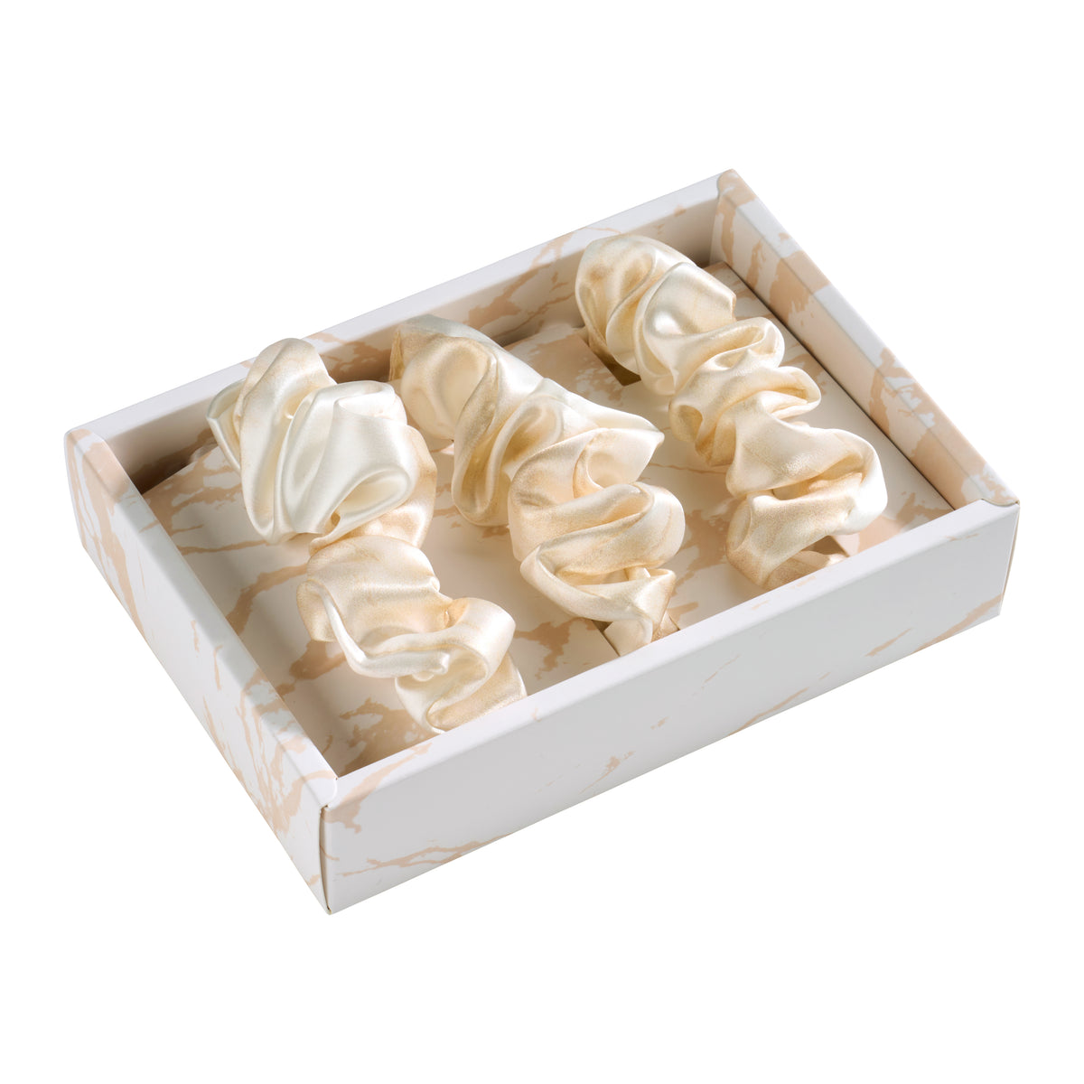 Blissy Mulberry Silk Blissy Scrunchies – Champagne Marble