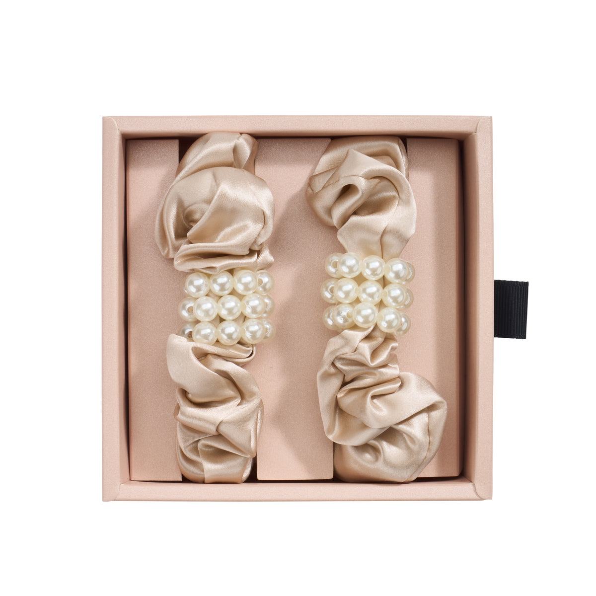 Blissy Mulberry Silk Blissy Petite Pearl Scrunchies – Champagne