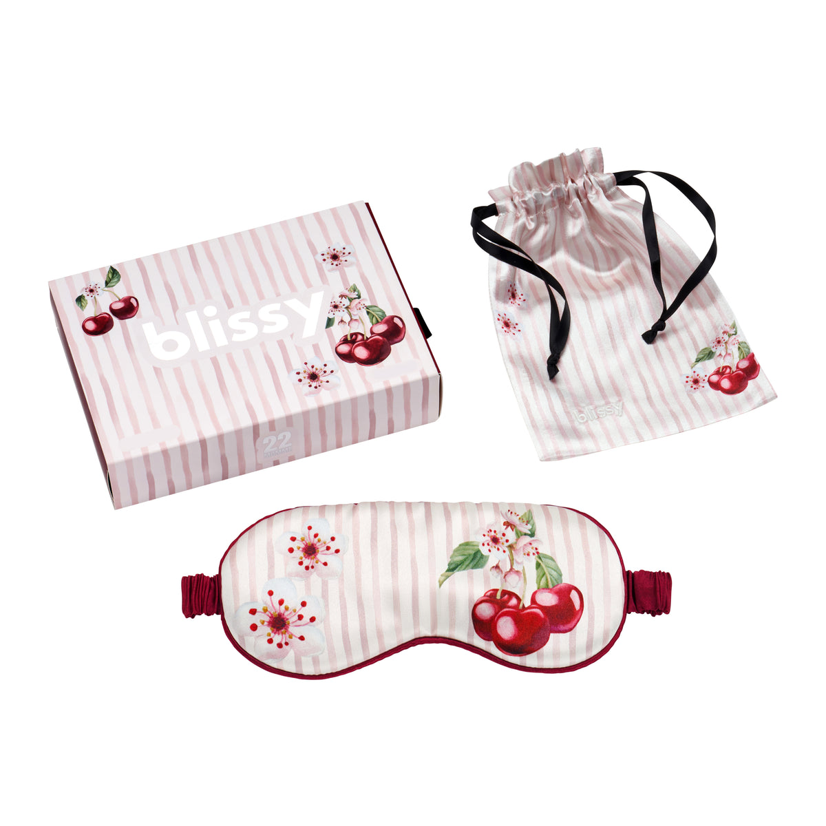 Blissy Cherry Blossom Sleep Mask – 22 Momme Mulberry Silk, 100% Silk