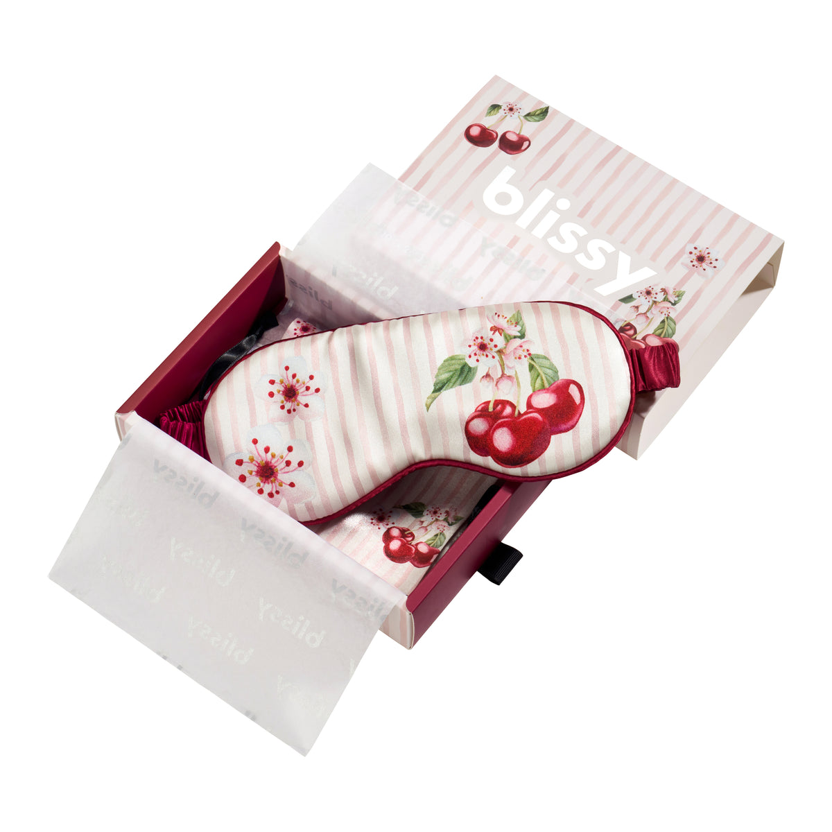 Blissy Cherry Blossom Silk Sleep Mask Detail –
