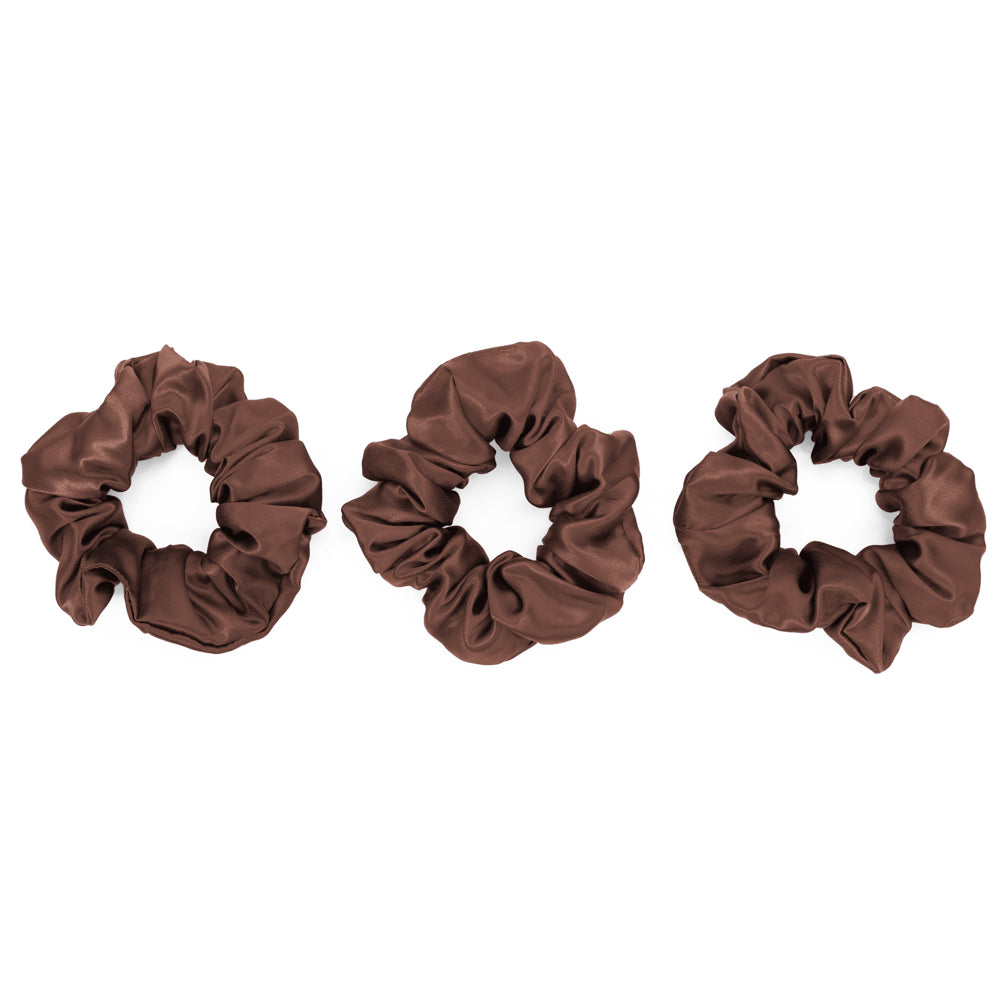 Chocolate Blissy Scrunchies Close-Up – Blissy 22 Momme Silk