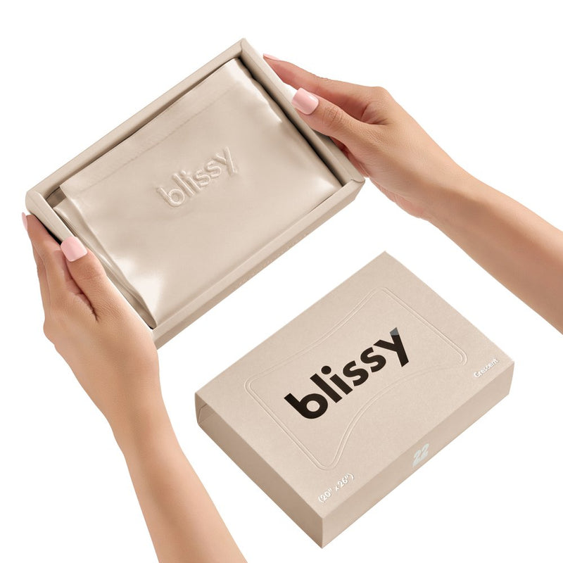 Blissy Mulberry Silk Crescent Pillowcase – Champagne Queen