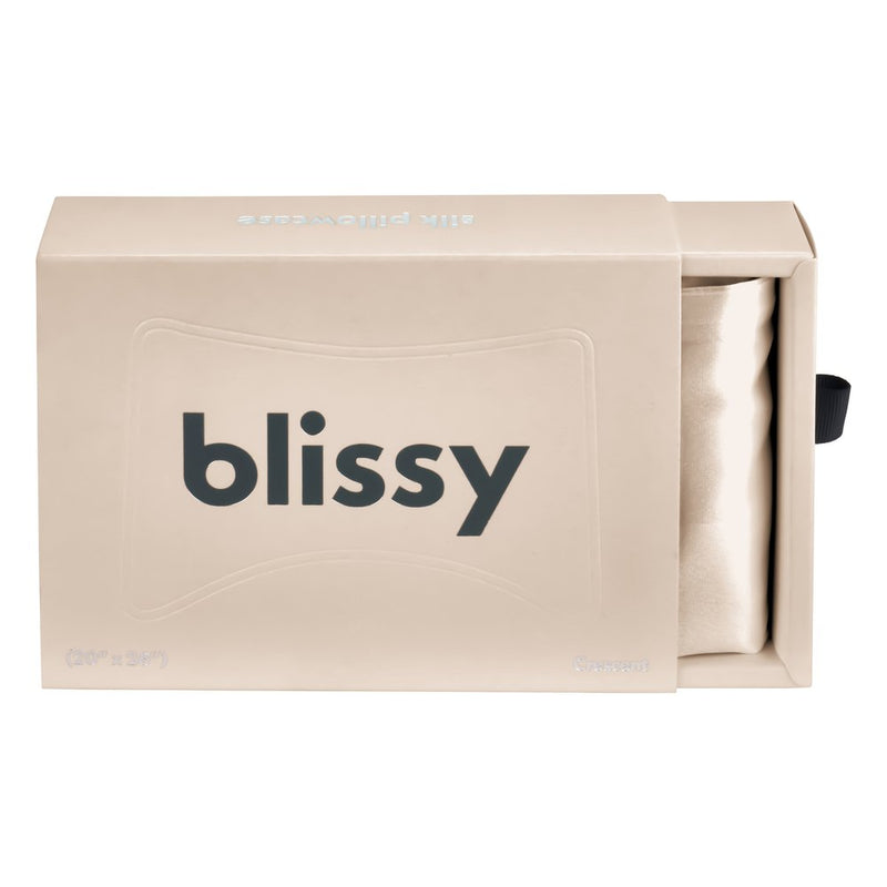 Champagne Crescent Pillowcase Close-Up – Blissy 22 Momme Silk