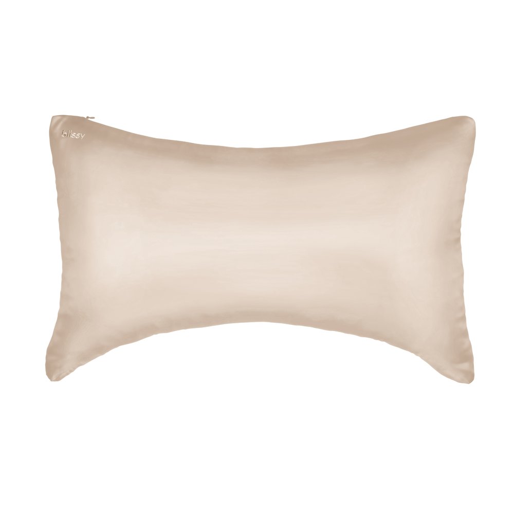 Blissy Queen Champagne Crescent Pillowcase Lifestyle – Mulberry Silk