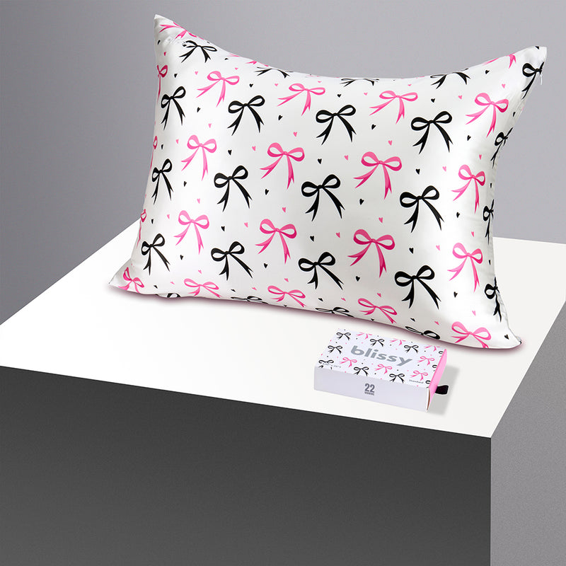 Pillowcase - Dancing Bows - Standard - Blissy Queen Dancing Bows Pillowcase – 22 Momme Mulberry Silk, 100% Silk