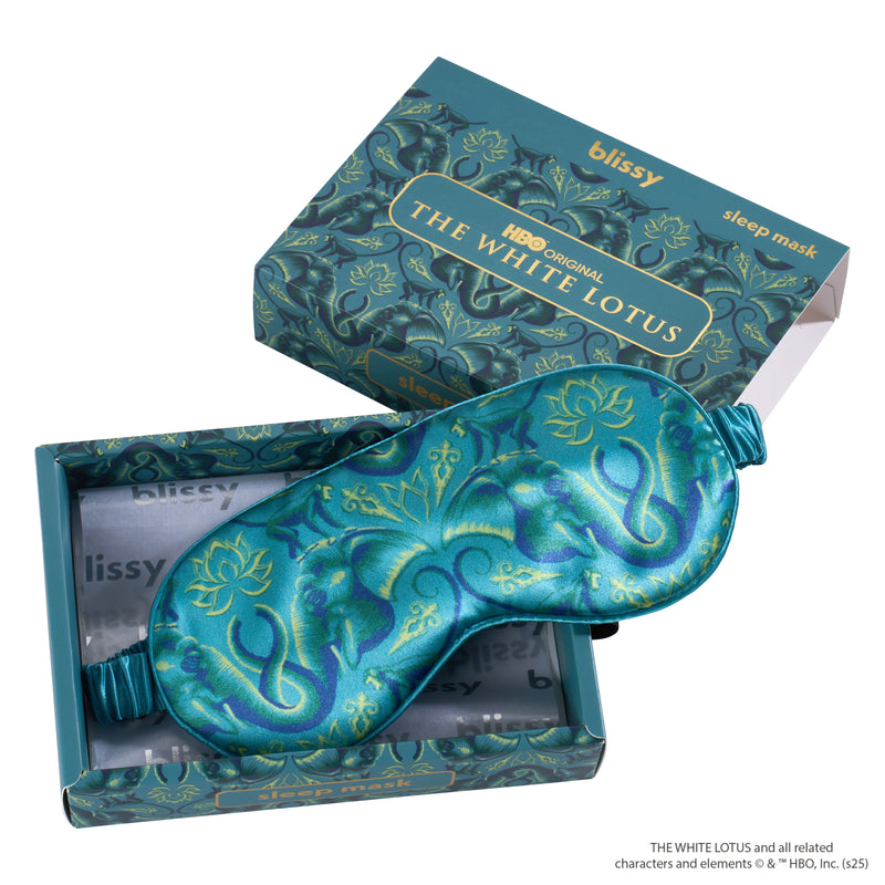 Sleep Mask - White Lotus - Emerald Jungle