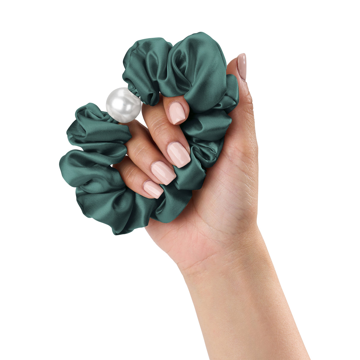 Blissy Emerald Silk Blissy Pearl Scrunchies Detail –