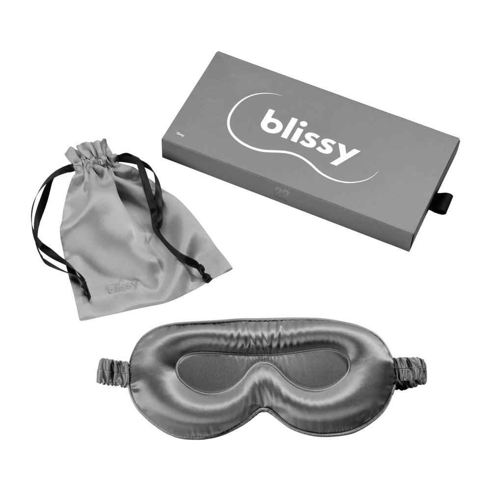 Blissy Grey Sleep Mask – 22 Momme Mulberry Silk, 100% Silk