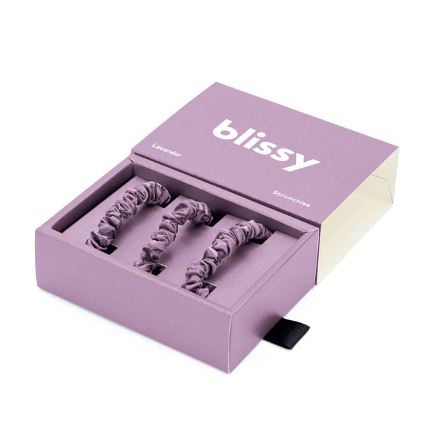 Blissy Lavender Blissy Skinny Scrunchies – 22 Momme Mulberry Silk, 100% Silk