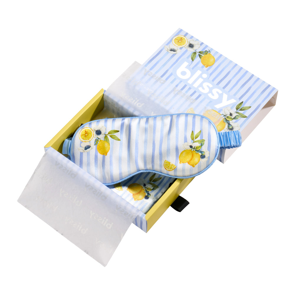 Blissy Lemon Bloom Silk Sleep Mask Detail –