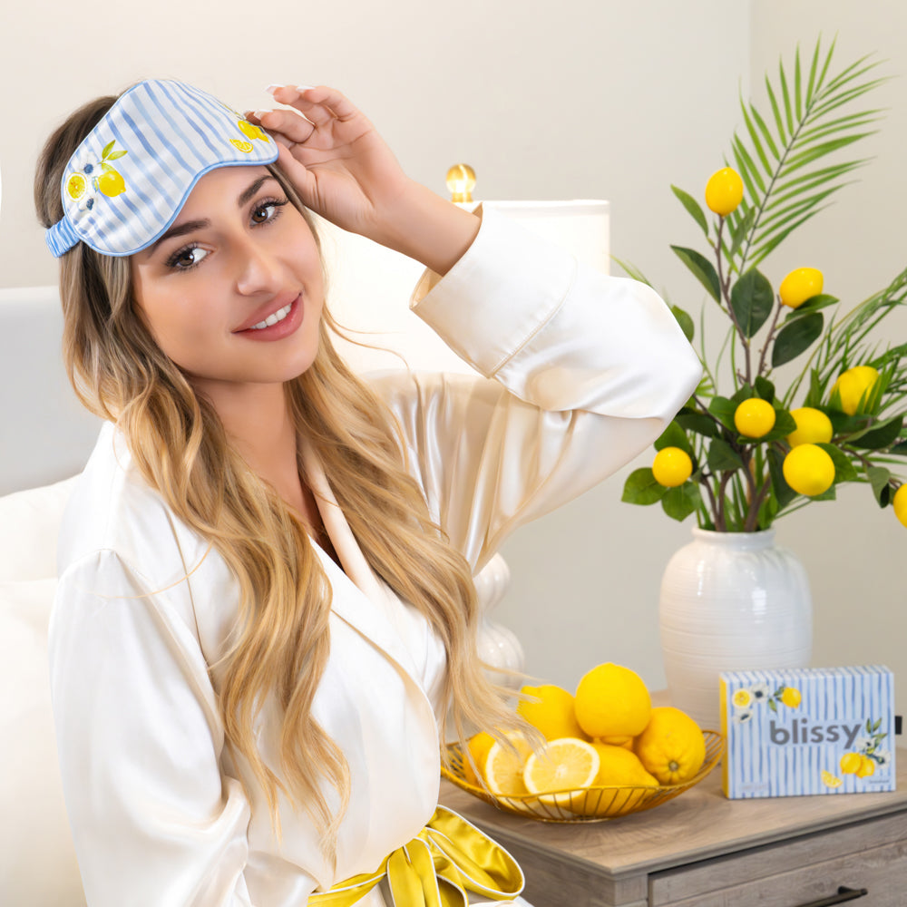 Lemon Bloom Sleep Mask – Blissy Premium Silk