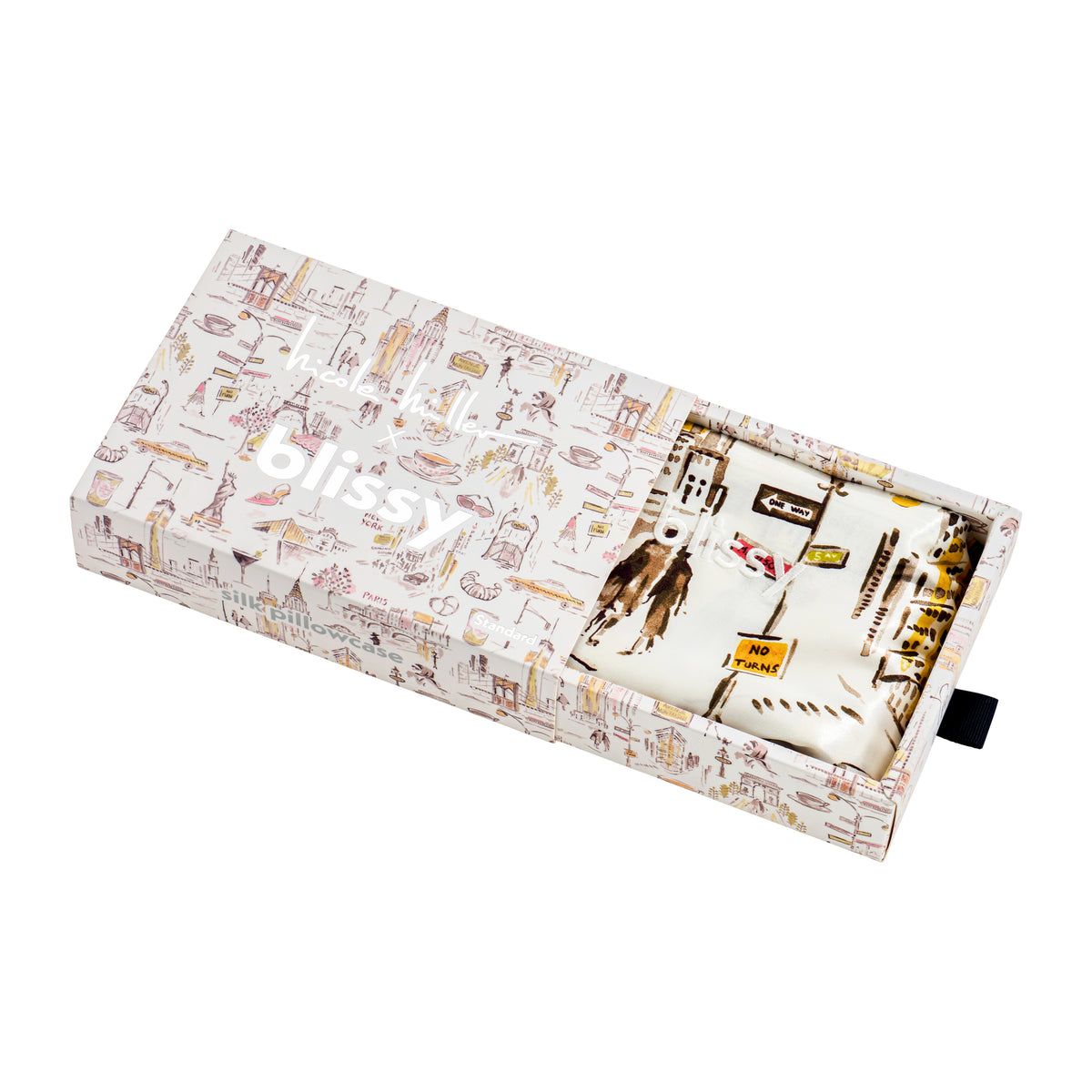 Blissy Standard Ny To Paris Pillowcase Lifestyle – Mulberry Silk
