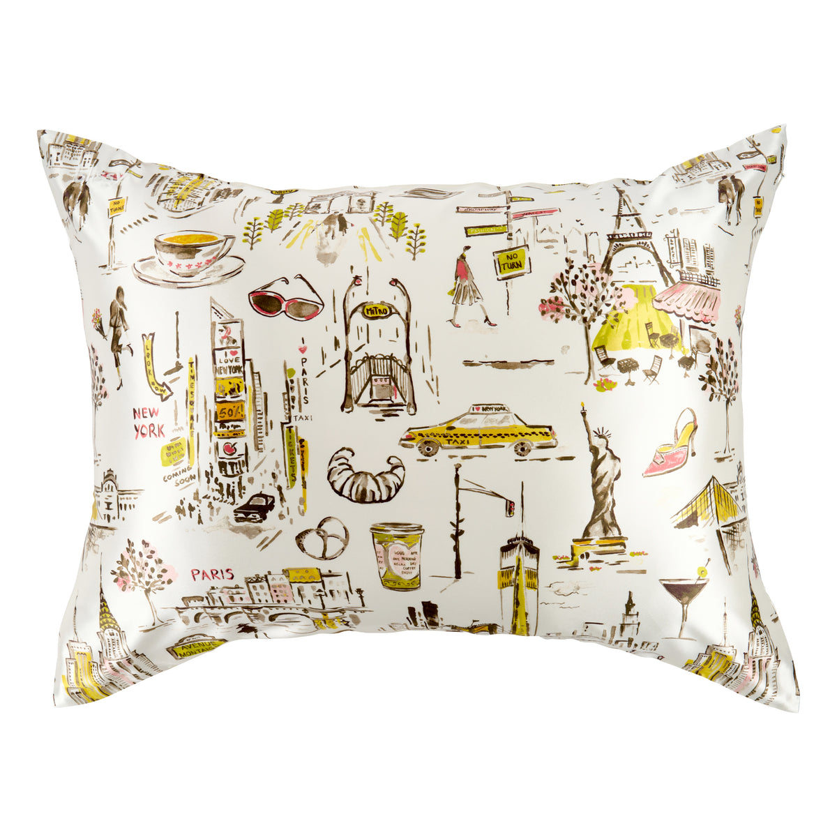 Blissy Ny To Paris Silk Pillowcase Detail – Standard