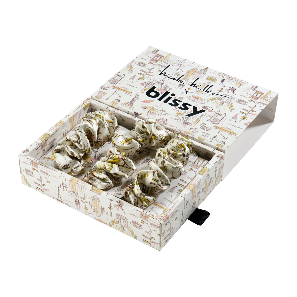 Blissy Nicole Miller Ny To Paris Blissy Scrunchies – 22 Momme Mulberry Silk, 100% Silk