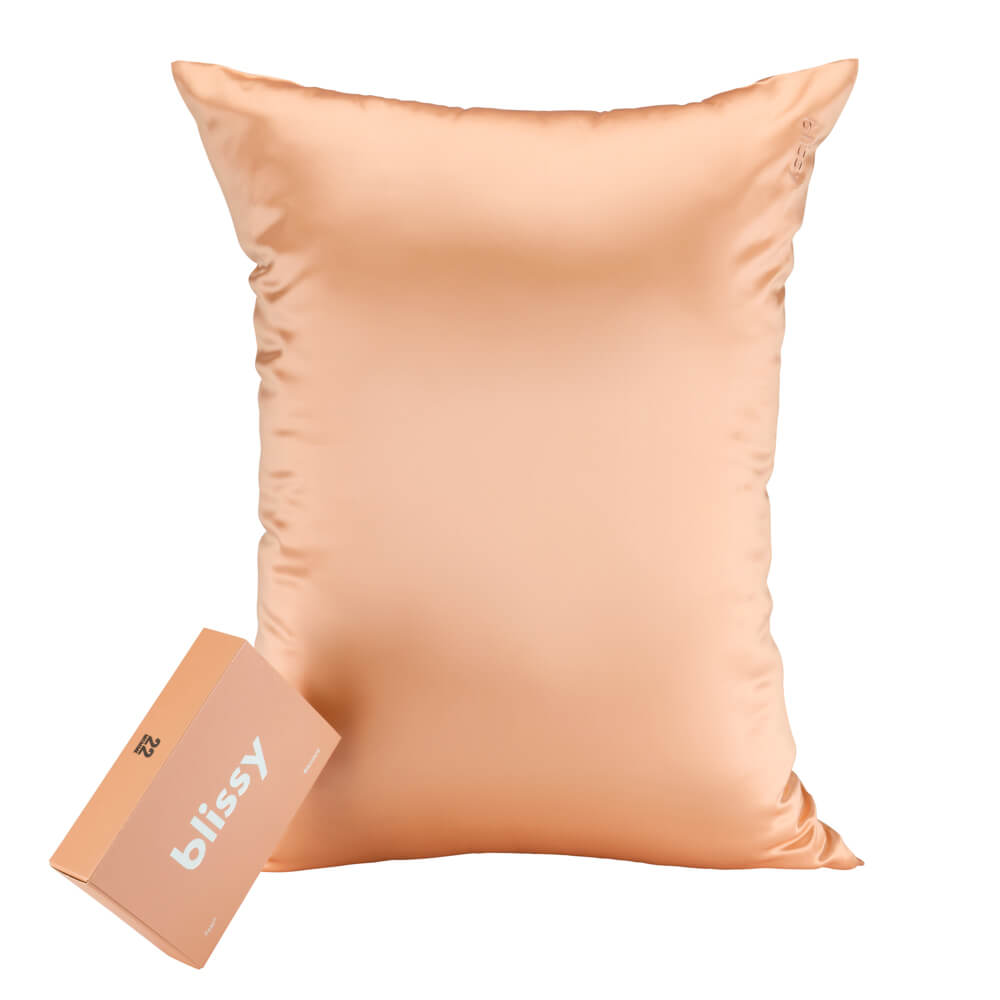 Blissy Peach Silk Pillowcase Detail – Queen