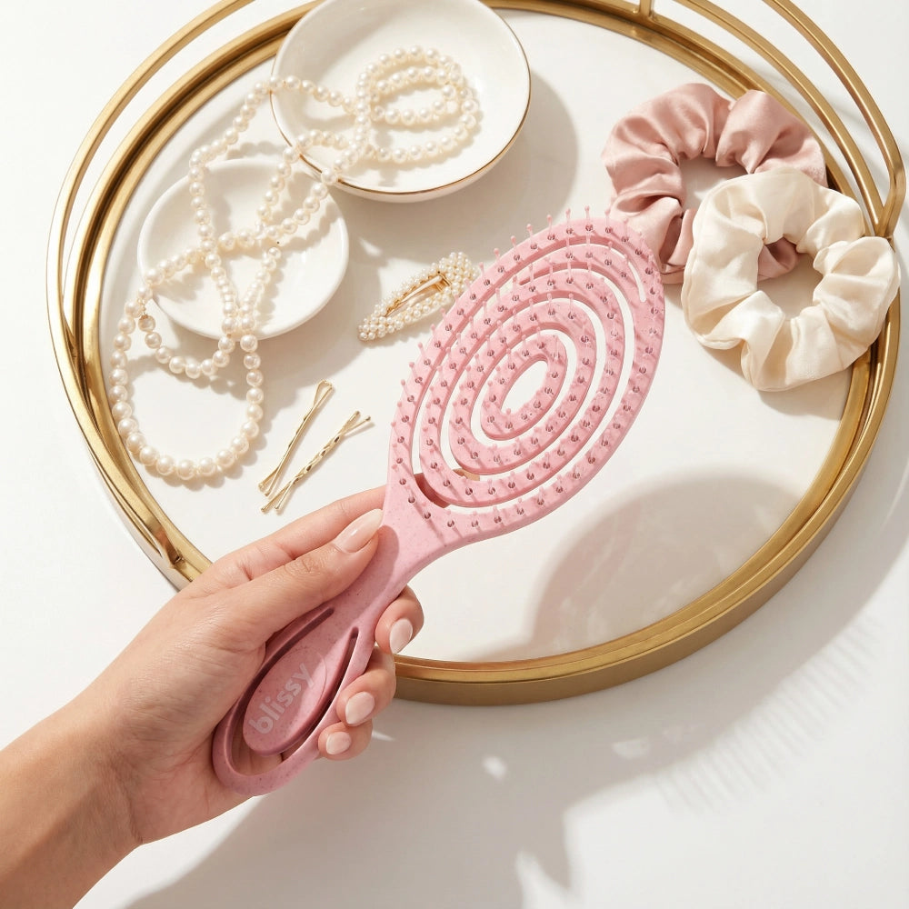 Blissy Mulberry Silk Blissy Detangling Brush – Pink