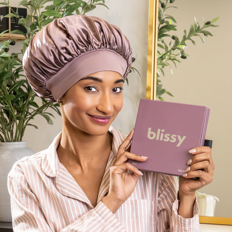 Blissy Mulberry Silk Blissy Halo Bonnet – Plum