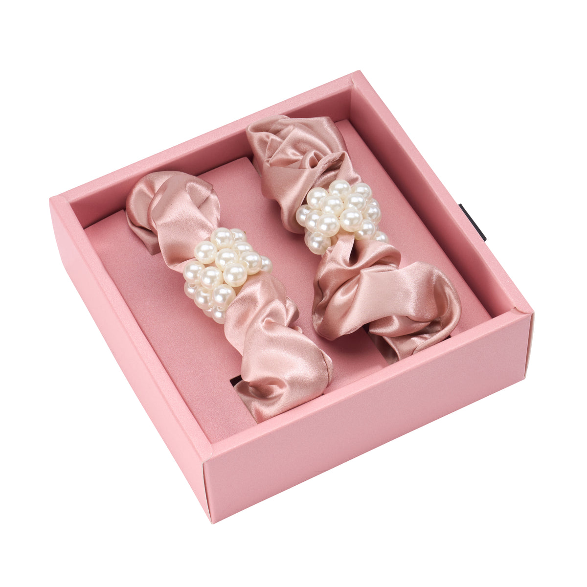 Blissy Rose Gold Silk Blissy Petite Pearl Scrunchies Detail –