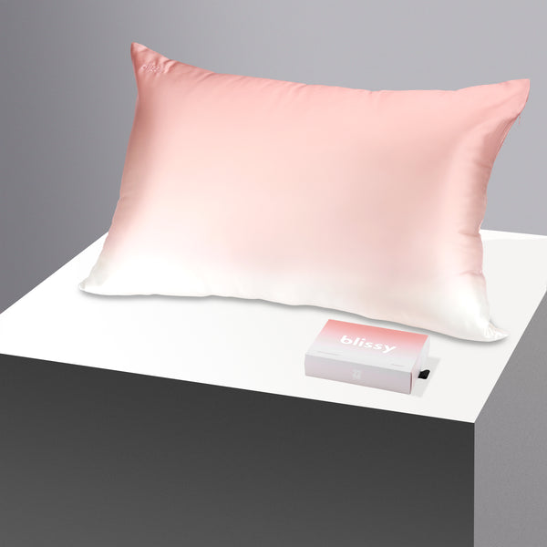 Blissy King Rose Gold Ombre Pillowcase – 22 Momme Mulberry Silk, 100% Silk