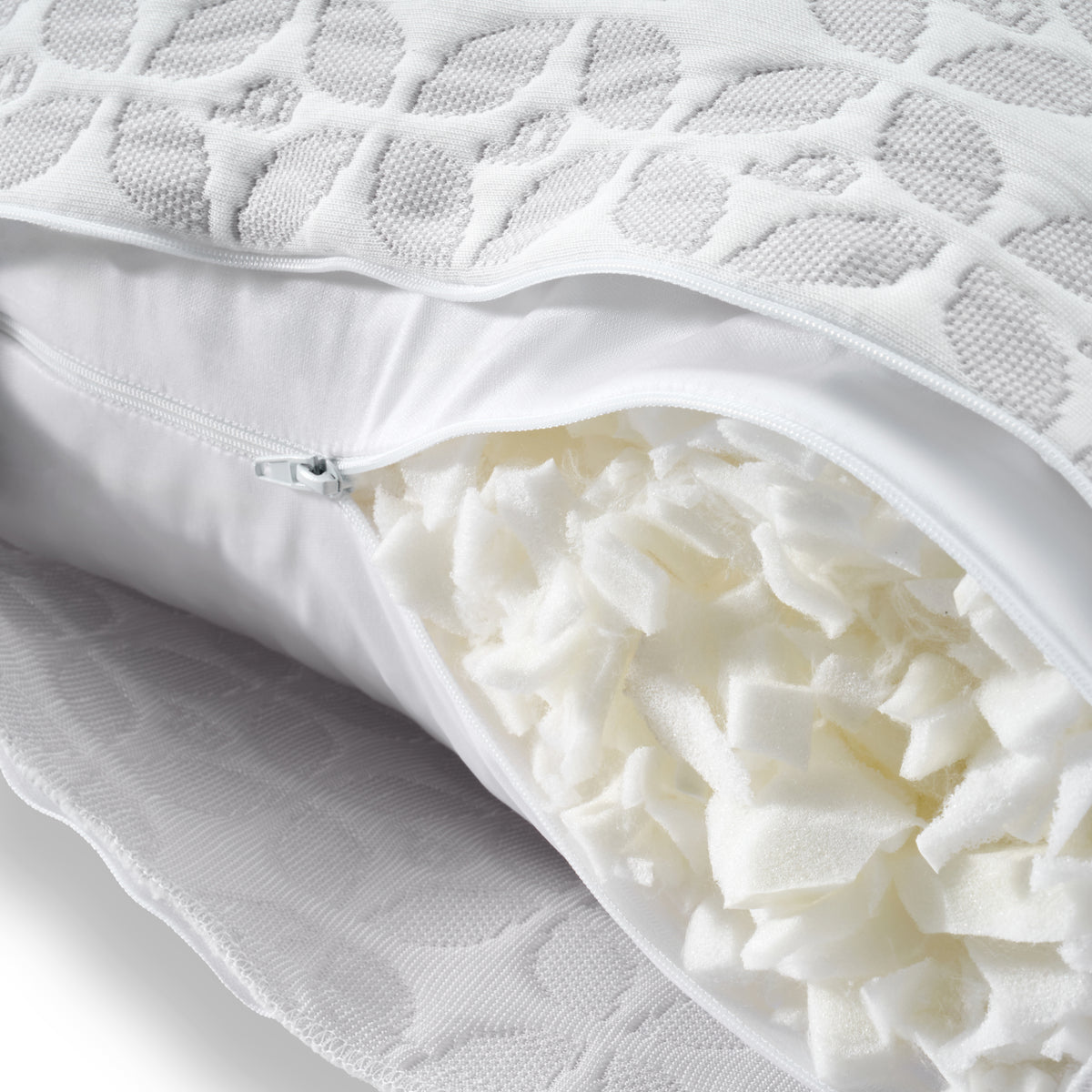 Crescent Signature Adjustable Pillow Close-Up – Blissy 22 Momme Silk