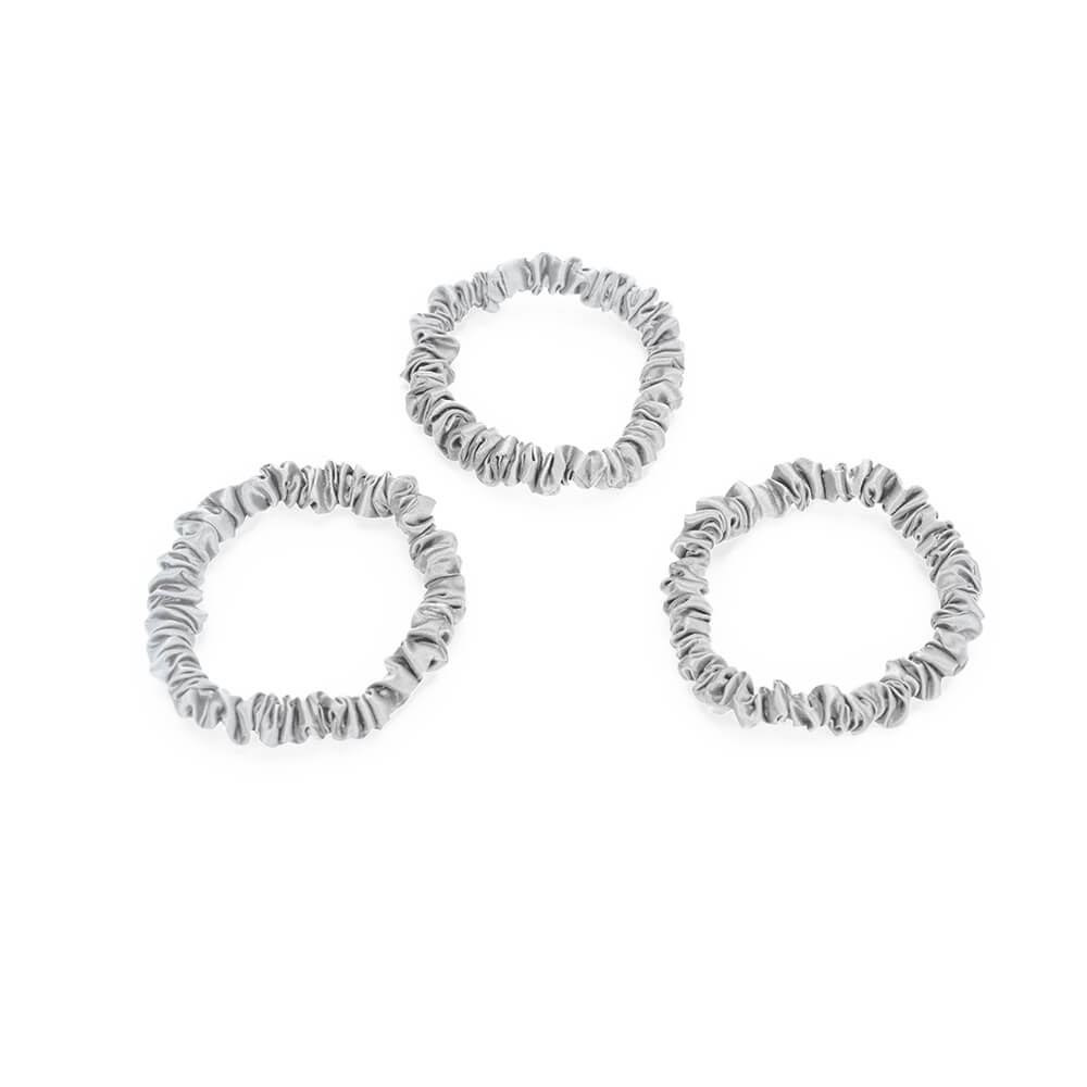 Blissy Silver Blissy Skinny Scrunchies Lifestyle – Mulberry Silk