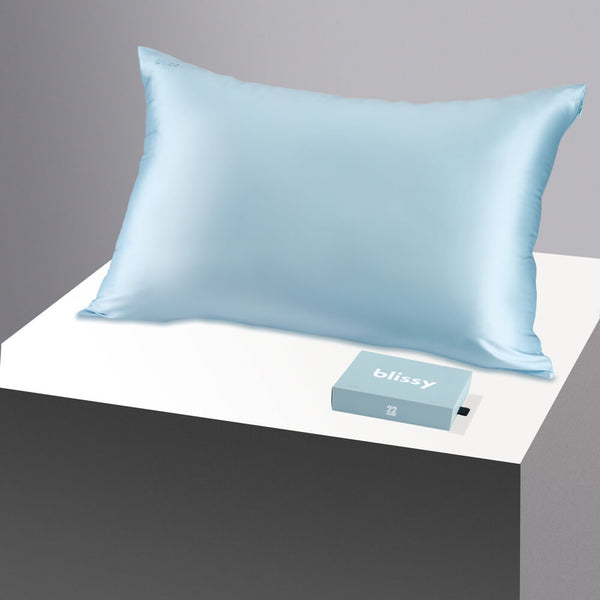 Blissy Standard Sky Blue Pillowcase – 22 Momme Mulberry Silk, 100% Silk