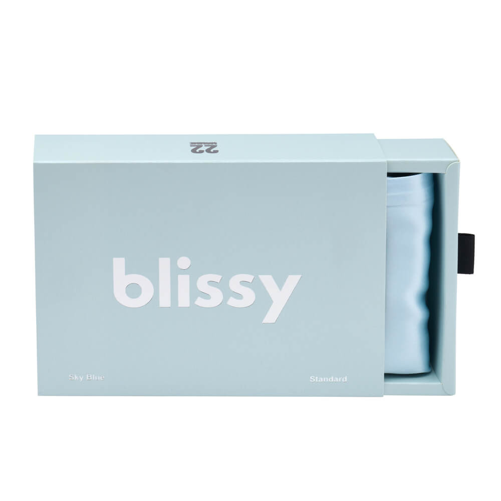 Blissy Sky Blue Silk Pillowcase Detail – King