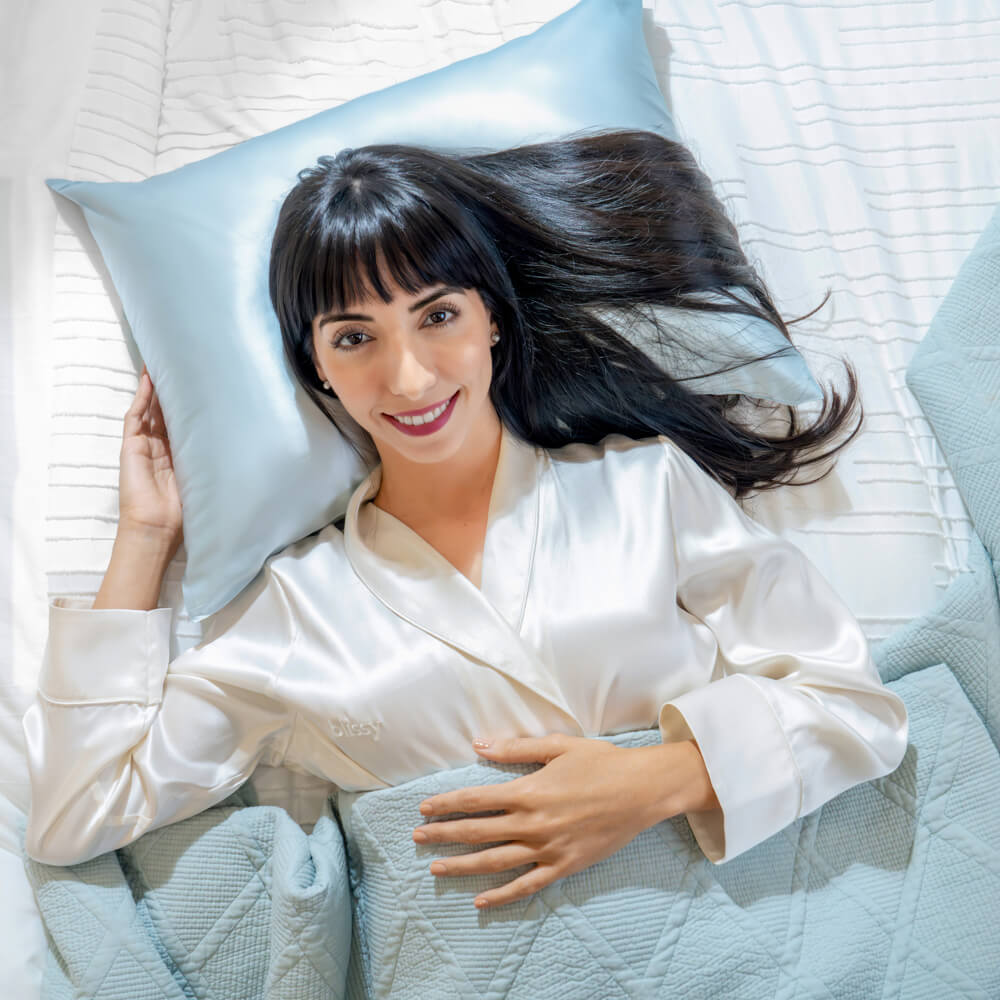 Standard Sky Blue Pillowcase – Blissy Premium Silk