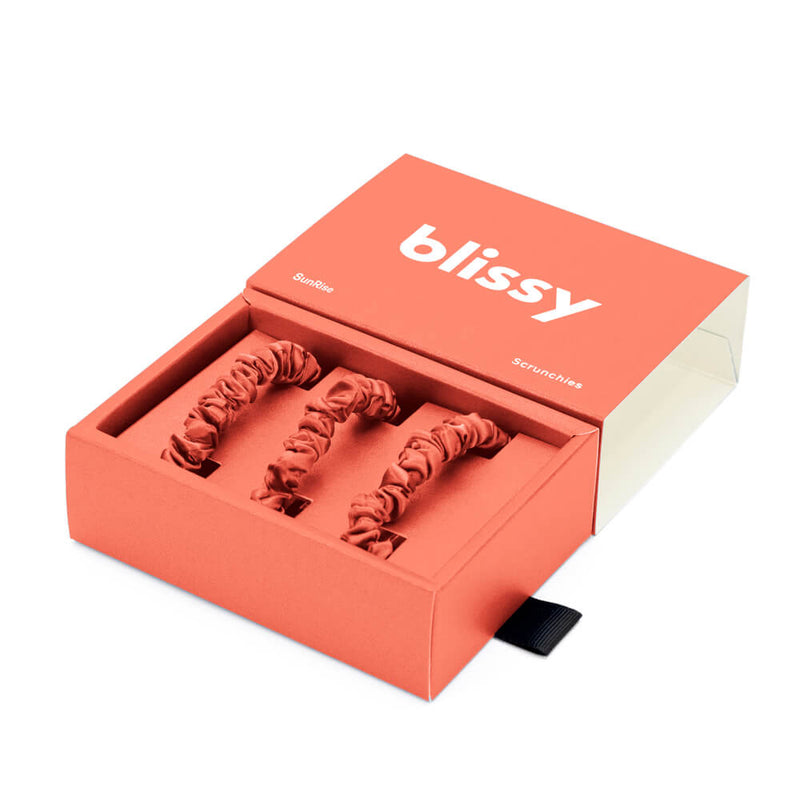 Blissy Skinny Scrunchies - Sunrise - Blissy Sunrise Blissy Skinny Scrunchies – 22 Momme Mulberry Silk, 100% Silk