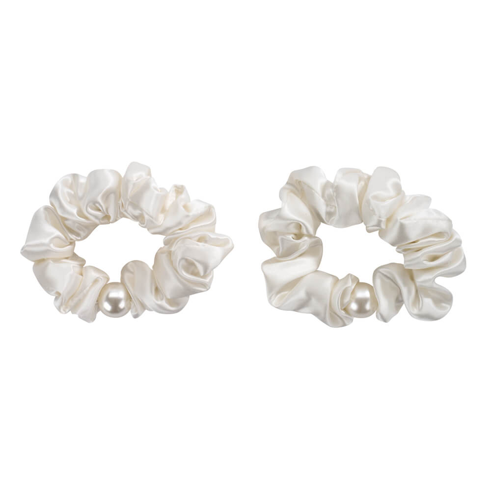 White Mulberry Silk Blissy Pearl Scrunchies – Blissy