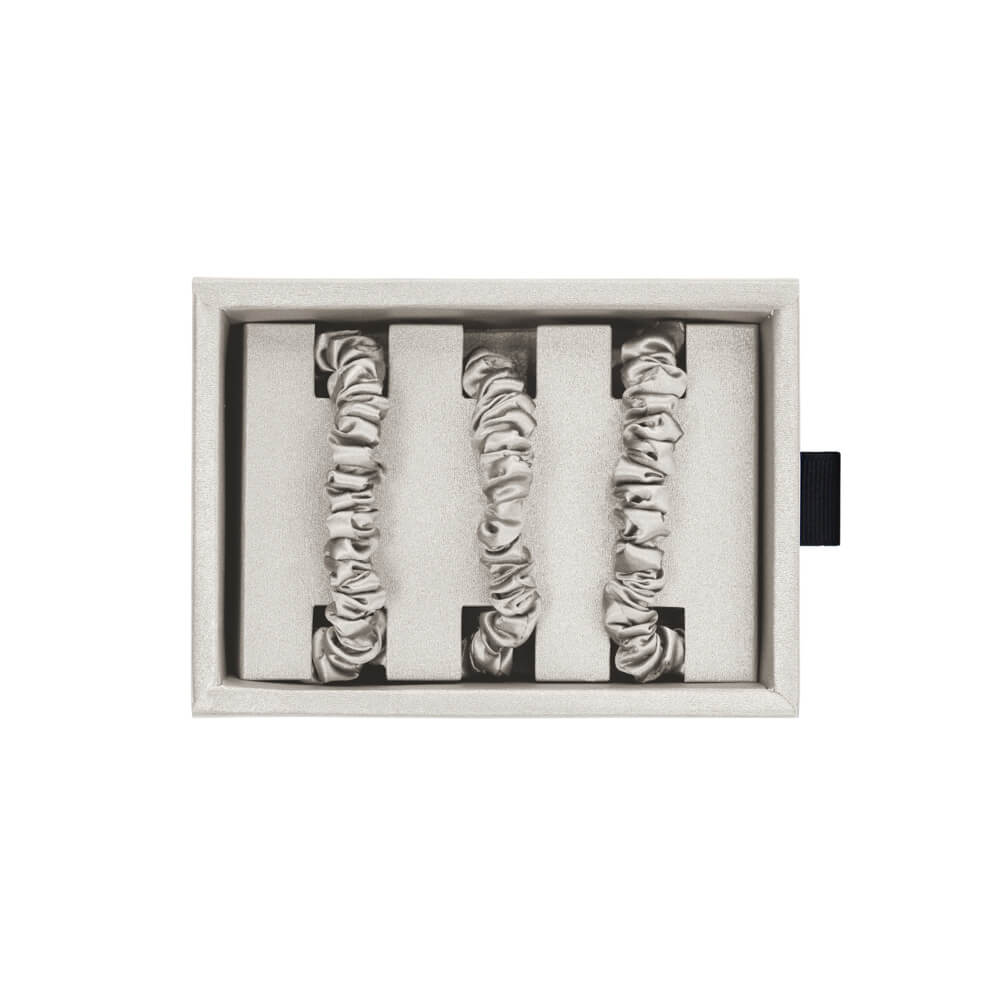 Blissy White Silk Blissy Skinny Scrunchies Detail –