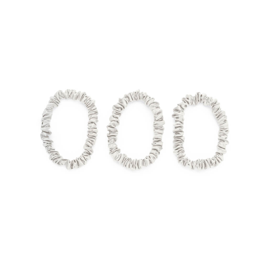 Blissy Mulberry Silk Blissy Skinny Scrunchies – White