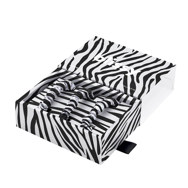 Blissy Skinny Scrunchies - Zebra - Blissy Zebra Blissy Skinny Scrunchies – 22 Momme Mulberry Silk, 100% Silk
