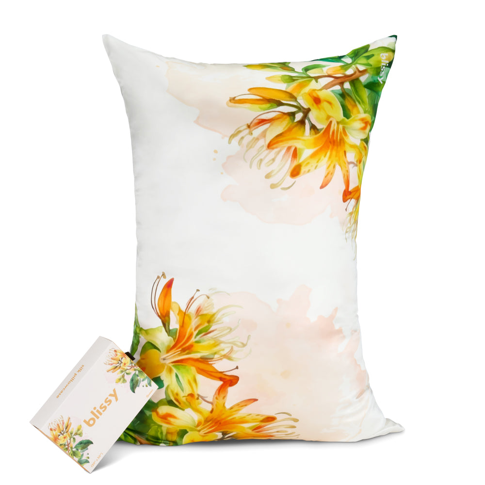 Zodiac Flower Pillowcase Close-Up – Blissy 22 Momme Silk